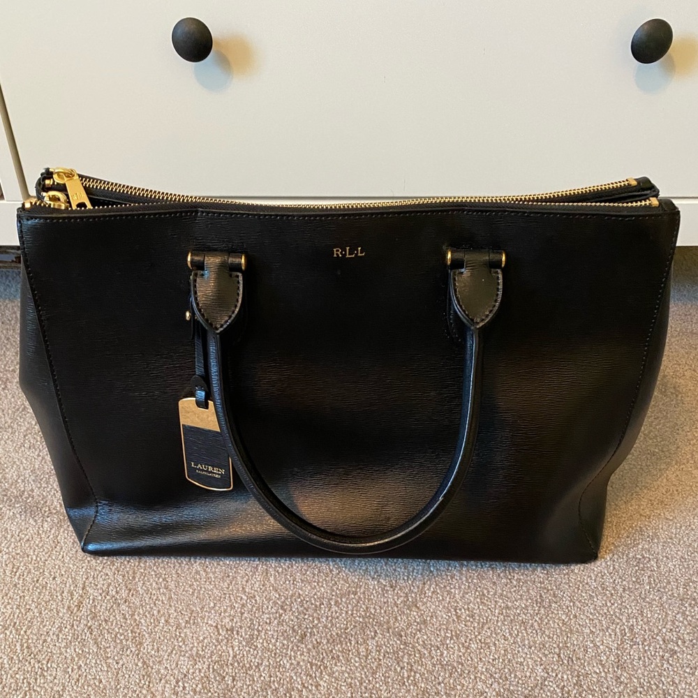 Ralph Lauren Black Leather Tote
